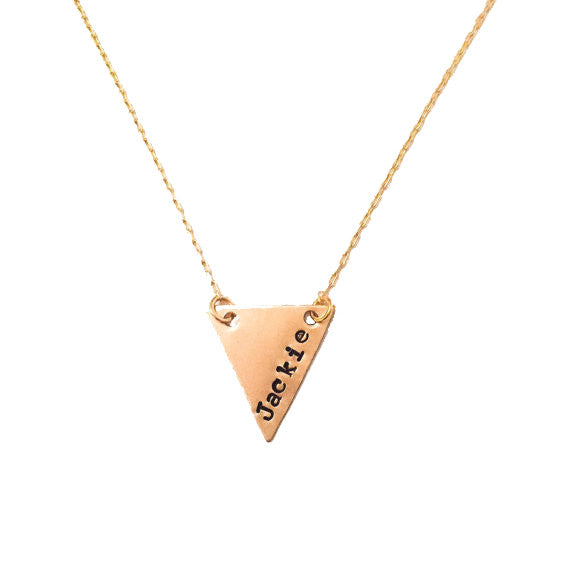 Custom Brass Triangle Tag Necklace
