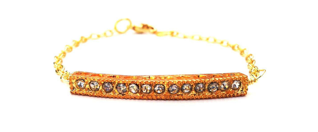 Yellow Gold Crystal "Bar" Bracelet