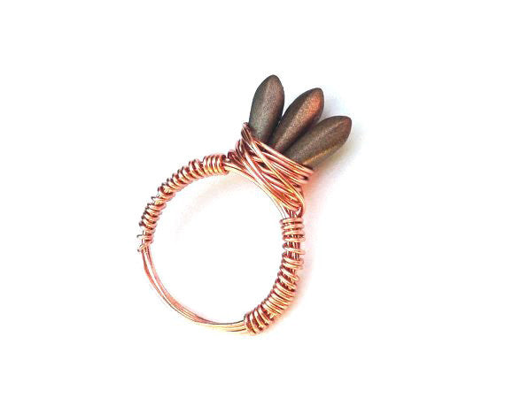 Olive Green "Feather" Ring