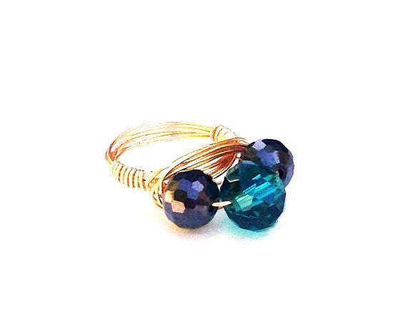 Black and Emerald Crystal Ring