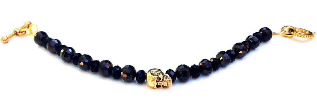 Small Black & Gold Skull Bracelet