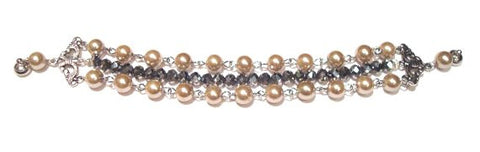 Timeless 3 Strand Pearl and Crystal Beaded Bracelet