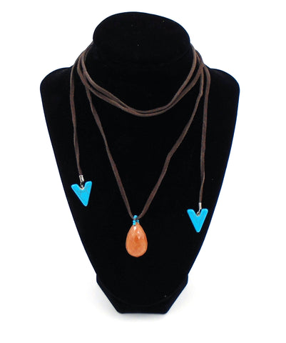 Suede and Stone Wrap Necklace