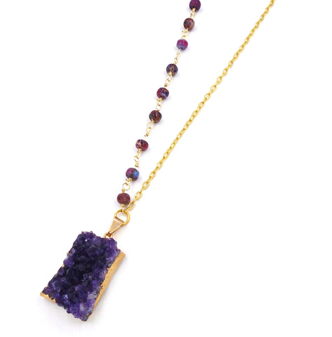 Gold-Dipped Amethyst Chunk Necklace