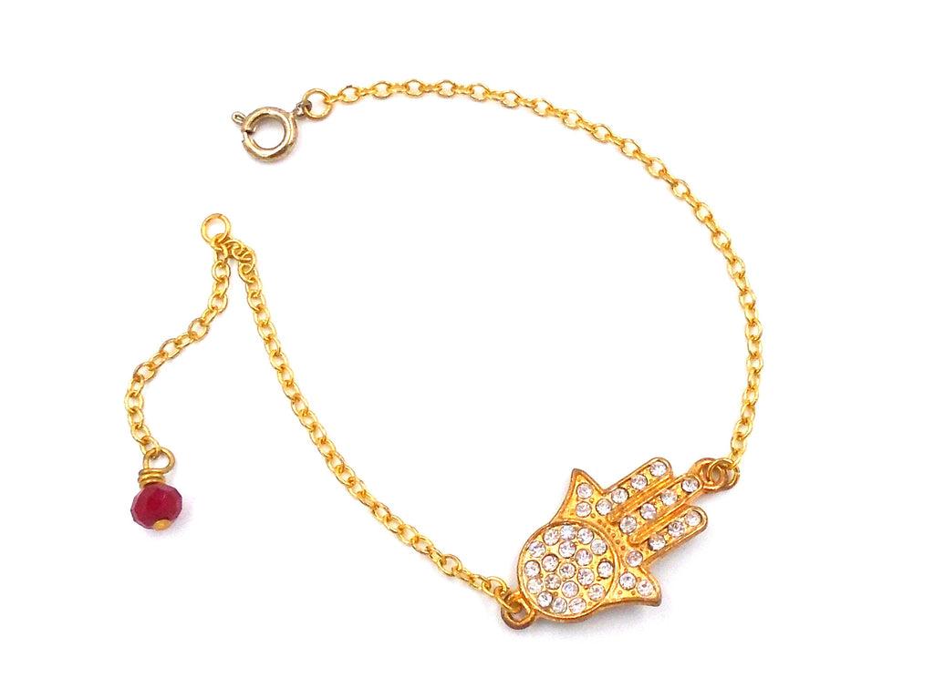 Gold Crystal Hamsa Bracelet