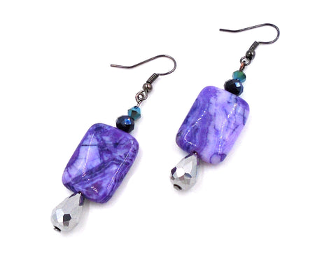 Purple Agate Hanging Earrings