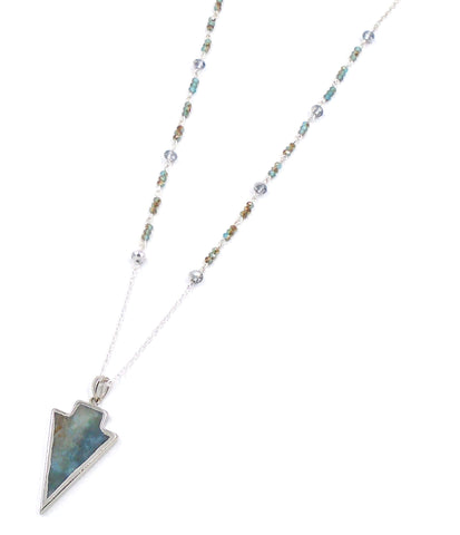 Green/Brown Agate Arrowhead Necklace