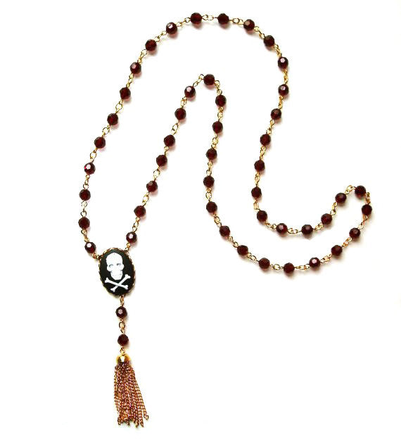 Skull and Crossbones Cameo Necklace